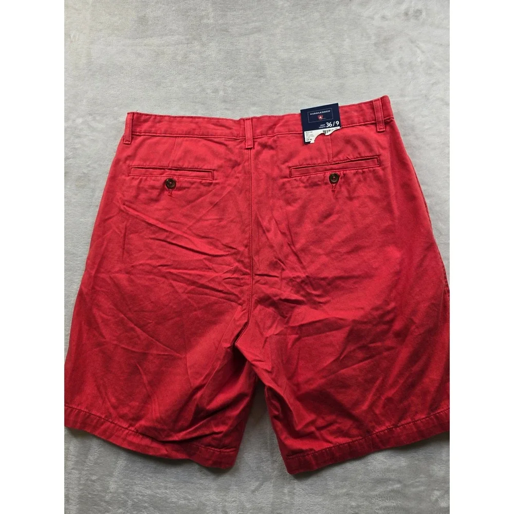 Saddlebred Chino Shorts Mens 36‎ Red Coral Cotton Flat Front 9